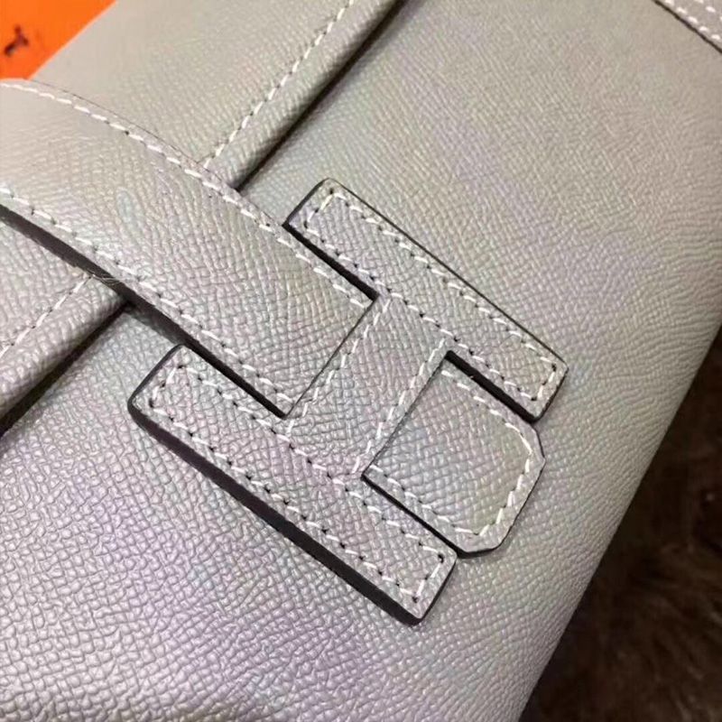 Hermes Jige Elan Clutch Epsom Leather In Grey