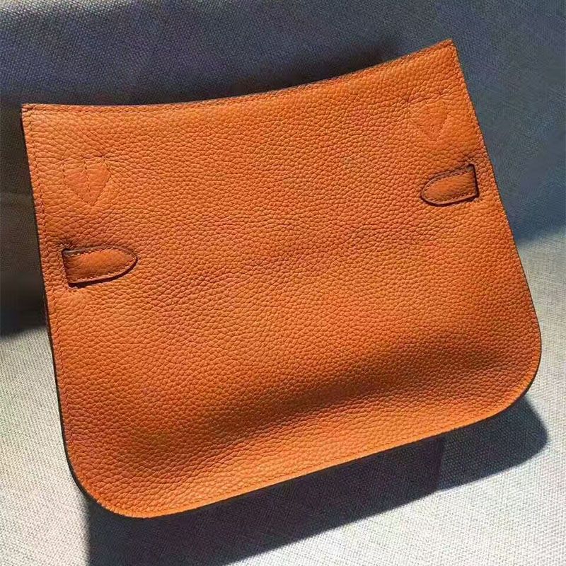 Hermes Jypsiere Bag Clemence Leather Palladium Hardware In Orange