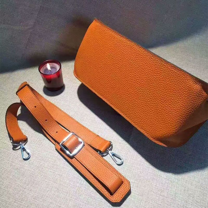 Hermes Jypsiere Bag Clemence Leather Palladium Hardware In Orange