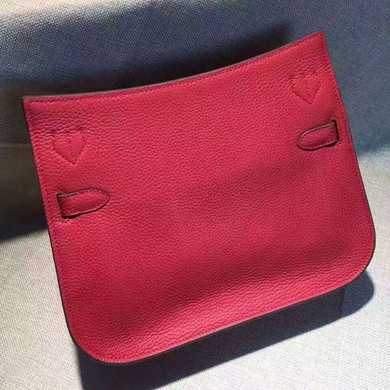 Hermes Jypsiere Bag Clemence Leather Palladium Hardware In Red