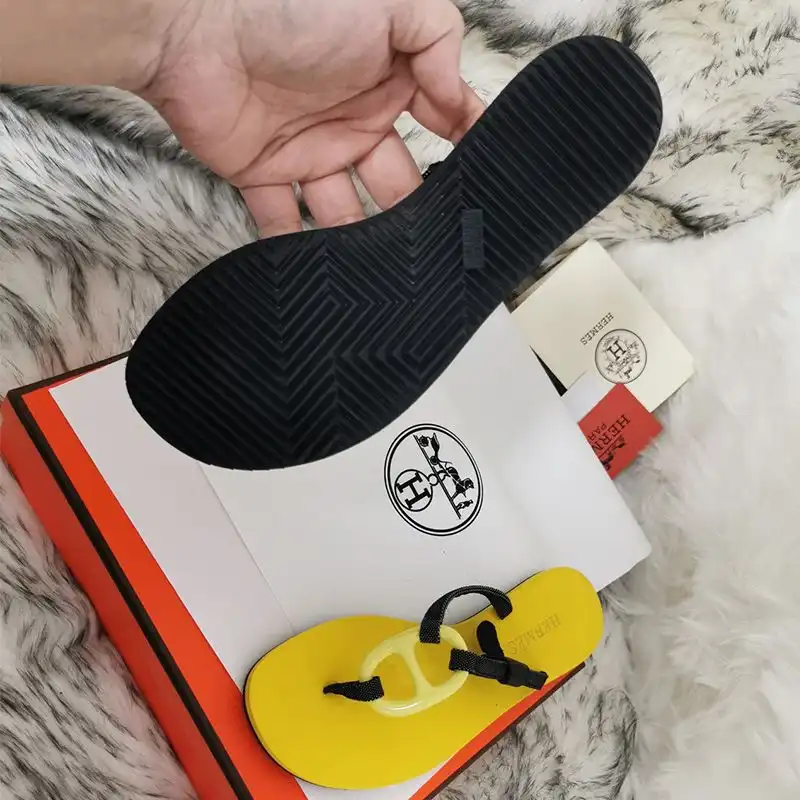 Affordable Hermes Kala Nera Slides Women Rubber In Yellow