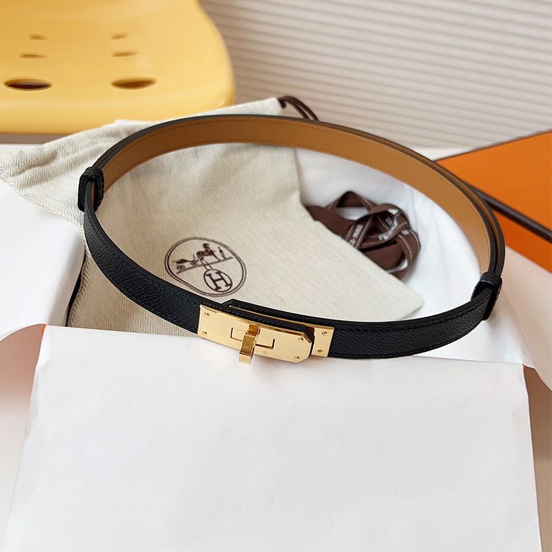 Hermes Kelly 18 Belt Espom Calfskin In Black Gold