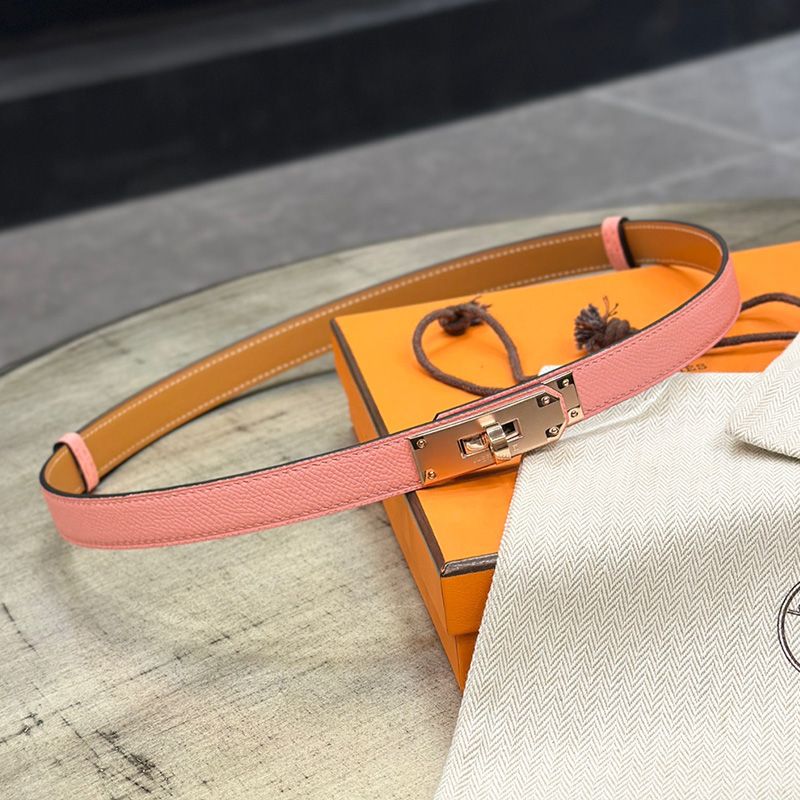 Hermes Kelly 18 Belt Espom Leather In Pink Rose Gold