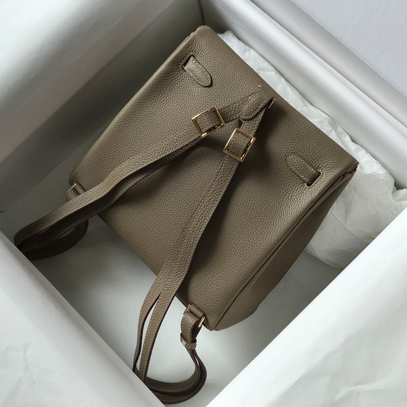 Hermes Kelly Ado Backpack Togo Leather Gold Hardware In Khaki