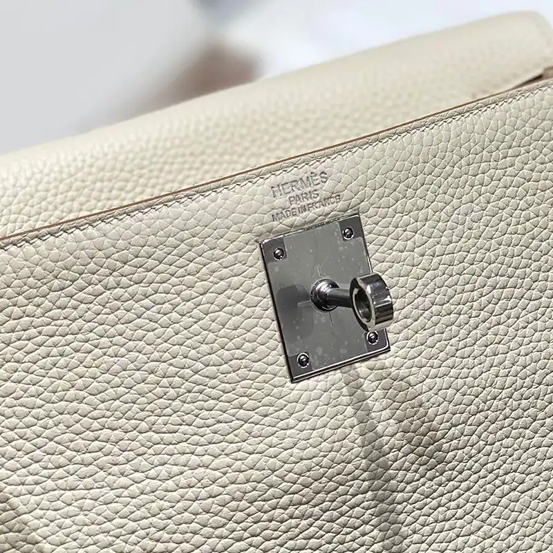 Affordable Hermes Kelly Ado Backpack Togo Leather Palladium Hardware In White