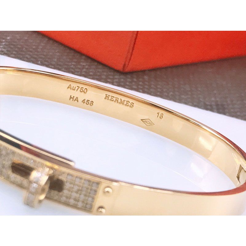 Hermes Kelly Crystal Bracelet In Gold