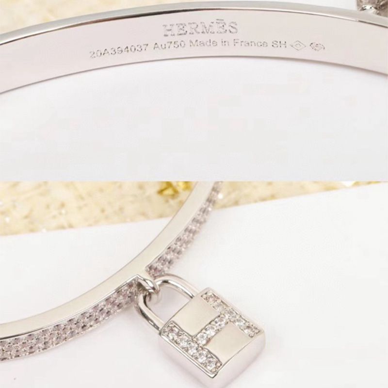 Hermes Kelly Clochette Bracelet With Crystal Silver