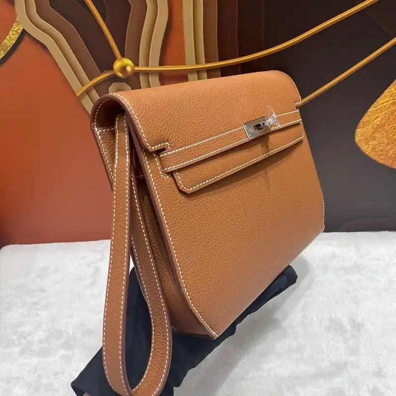 Affordable Hermes Kelly Depeches 25 Pouch Togo Leather In Brown