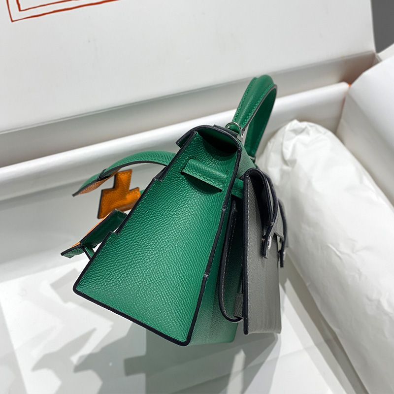 Hermes Kelly Doll Picto Bag Epsom Leather Palladium Hardware In Green