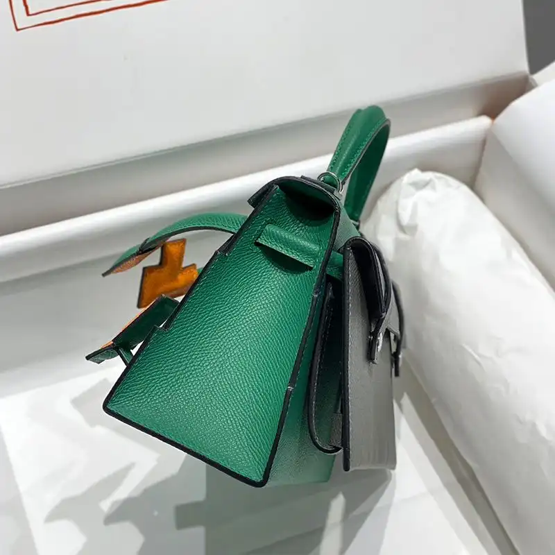 Affordable Hermes Kelly Doll Picto Bag Epsom Leather Palladium Hardware In Green