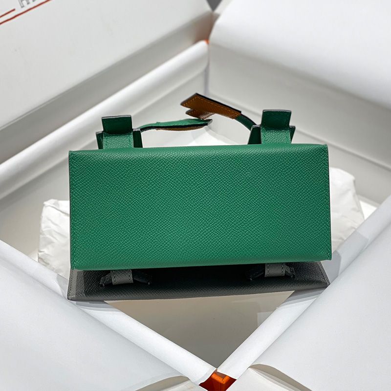 Hermes Kelly Doll Picto Bag Epsom Leather Palladium Hardware In Green