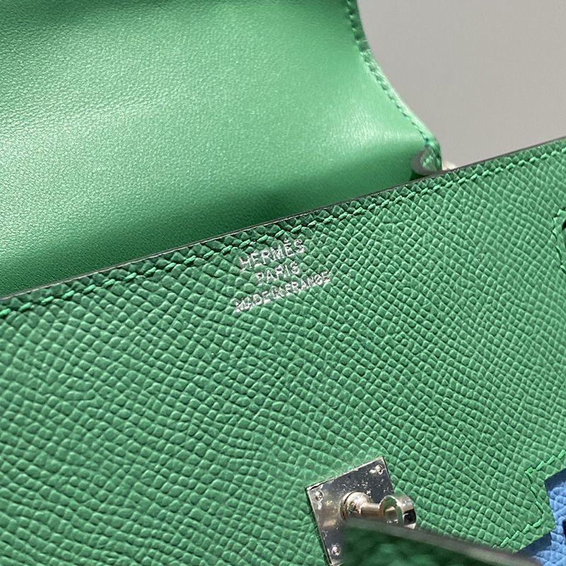 Hermes Kelly Doll Picto Bag Epsom Leather Palladium Hardware In Green