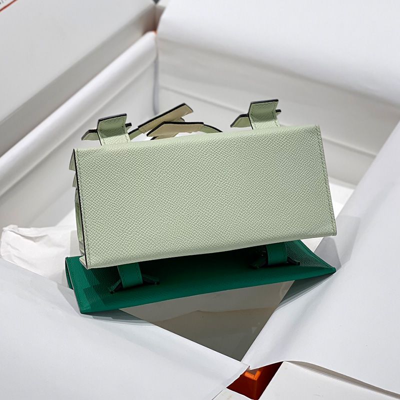 Hermes Kelly Doll Picto Bag Epsom Leather Palladium Hardware In Mint Green