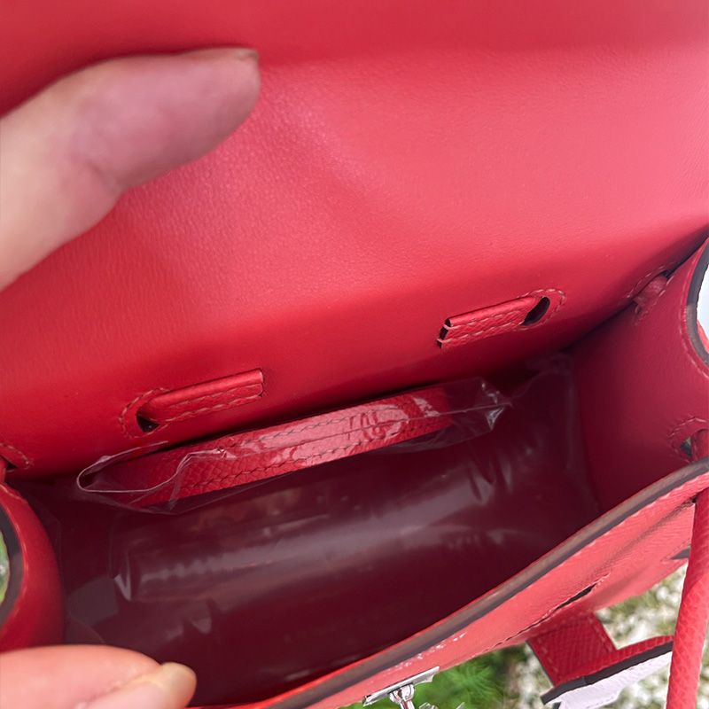 Hermes Kelly Doll Picto Bag Epsom Leather Palladium Hardware In Red