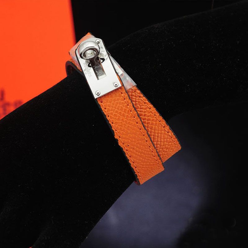 Hermes Kelly Double Tour Bracelet Epsom Calfskin In Orange