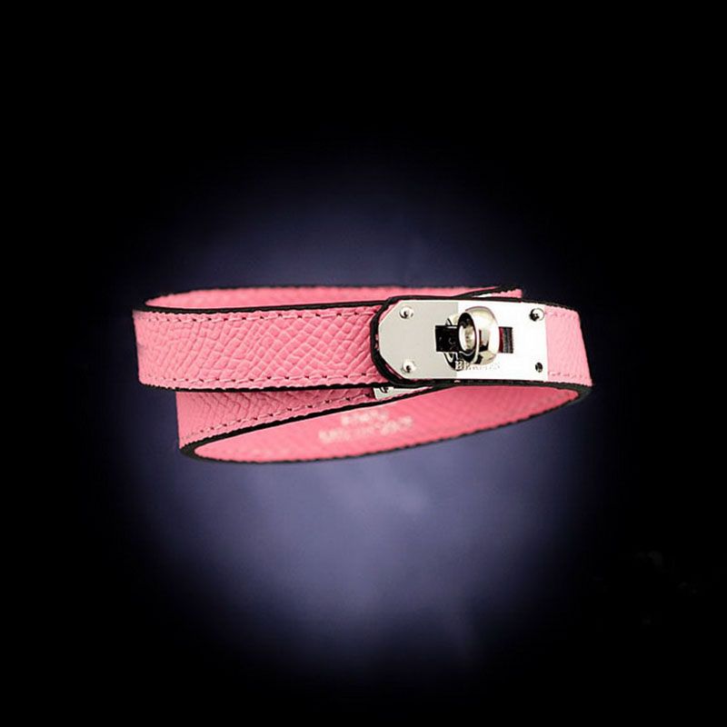 Hermes Kelly Double Tour Bracelet Epsom Calfskin In Pink