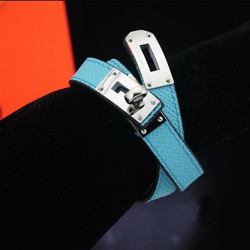 Hermes Kelly Double Tour Bracelet Epsom Calfskin In Sky Blue