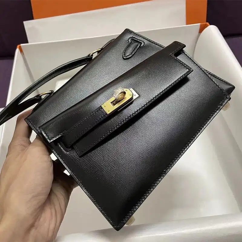 Hermes Kelly En Desordre Bag Box Leather Gold Hardware In Black