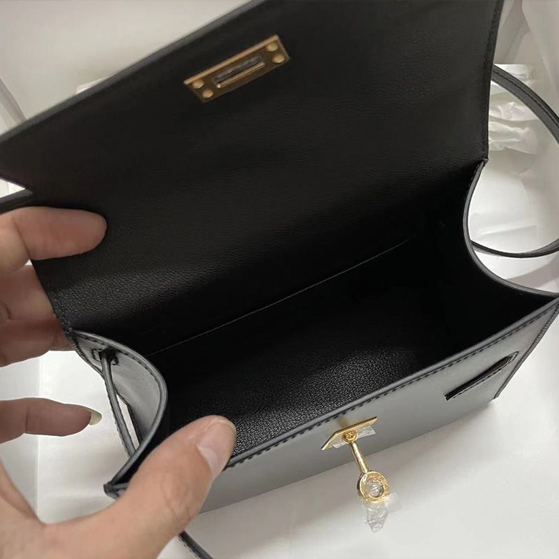 Hermes Kelly En Desordre Bag Box Leather Gold Hardware In Black