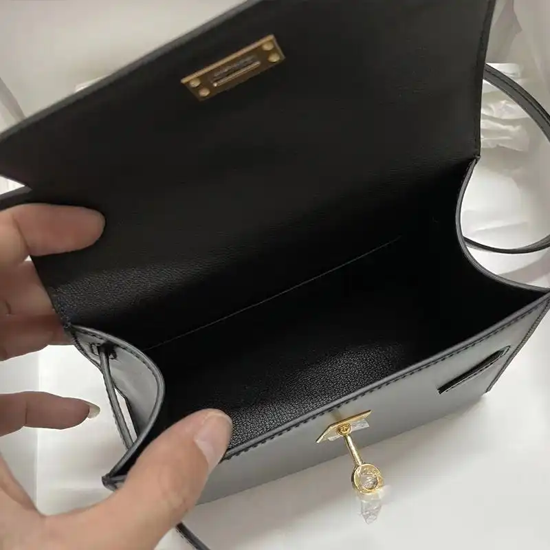 Cheap Hermes Kelly En Desordre Bag Box Leather Gold Hardware In Black