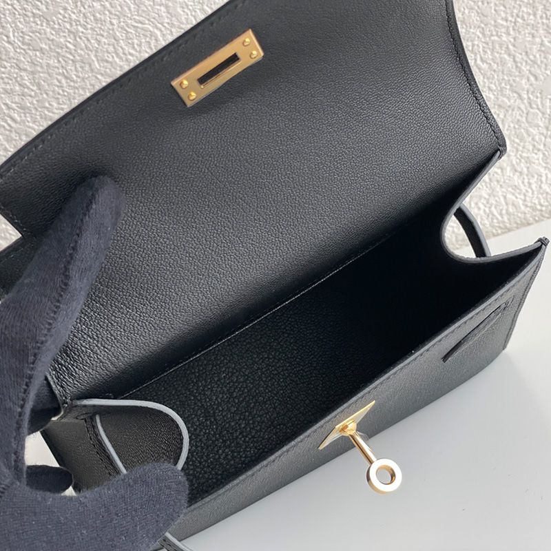 Hermes Kelly En Desordre Bag Epsom Leather Gold Hardware In Black