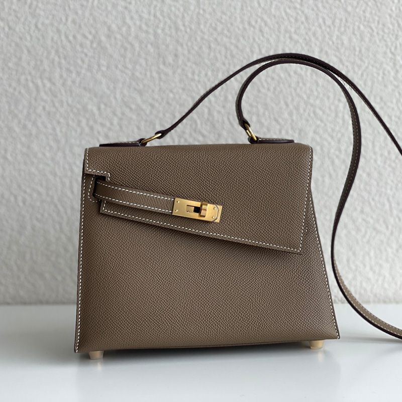 Hermes Kelly En Desordre Bag Epsom Leather Gold Hardware In Khaki