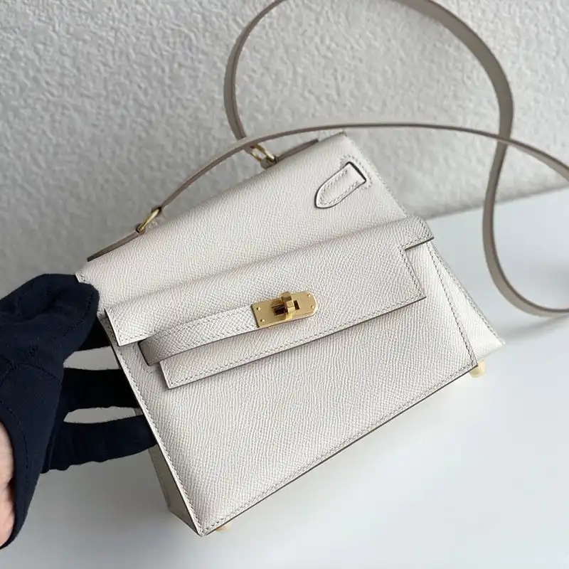 Hermes Kelly En Desordre Bag Epsom Leather Gold Hardware In White