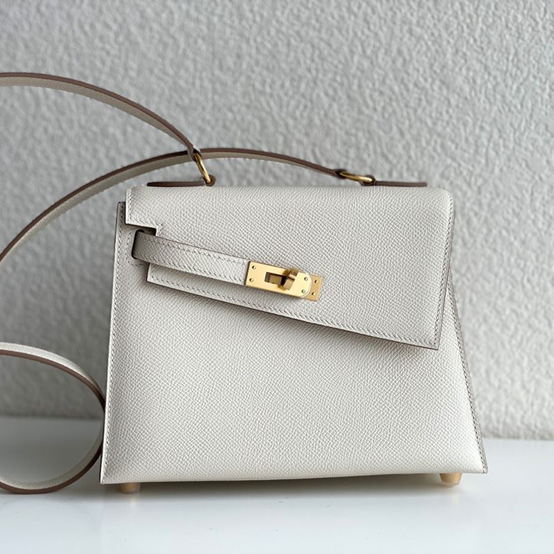 Hermes Kelly En Desordre Bag Epsom Leather Gold Hardware In White