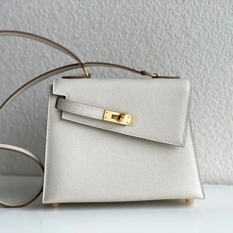 Cheap Hermes Kelly En Desordre Bag Epsom Leather Gold Hardware In White