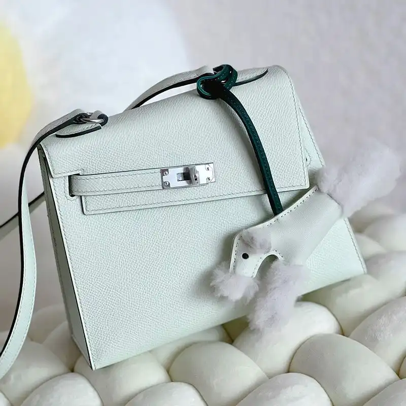 Affordable Hermes Kelly En Desordre Bag Epsom Leather Palladium Hardware In Mint Green