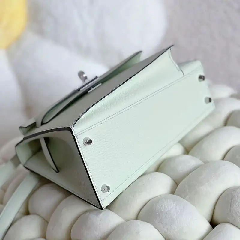 Affordable Hermes Kelly En Desordre Bag Epsom Leather Palladium Hardware In Mint Green