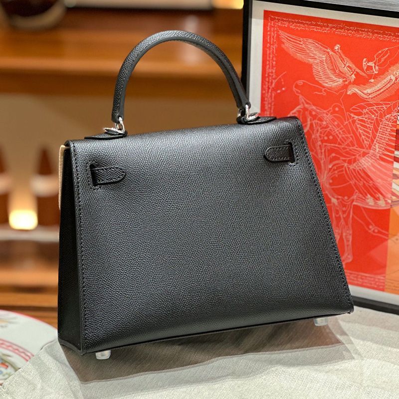 Hermes Kelly Bag Epsom Leather Palladium Hardware In Black