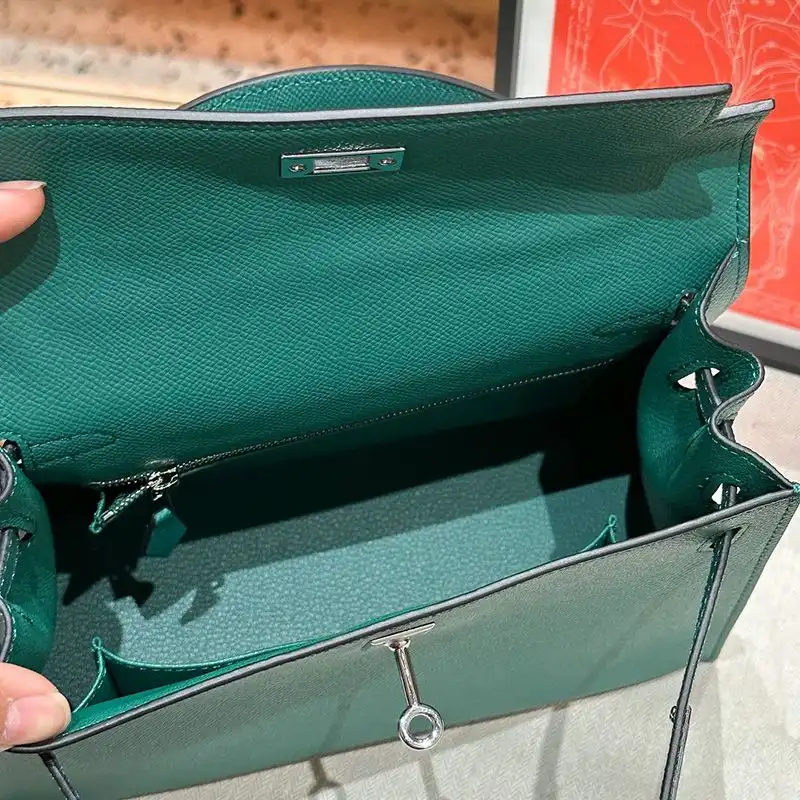 Affordable Hermes Kelly Bag Epsom Leather Palladium Hardware In Green