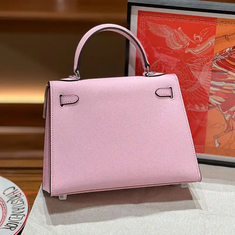 Affordable Hermes Kelly Bag Epsom Leather Palladium Hardware In Pink