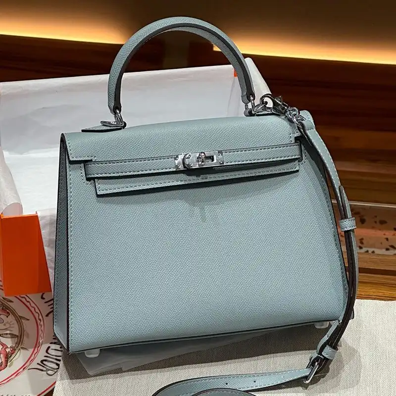 Affordable Hermes Kelly Bag Epsom Leather Palladium Hardware In Sky Blue