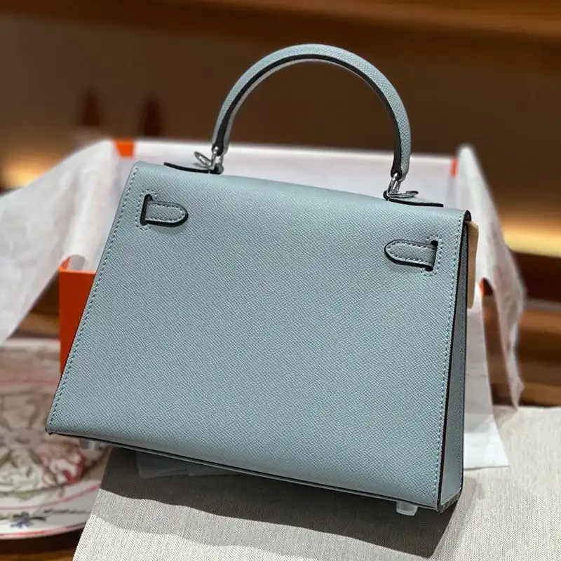 Affordable Hermes Kelly Bag Epsom Leather Palladium Hardware In Sky Blue