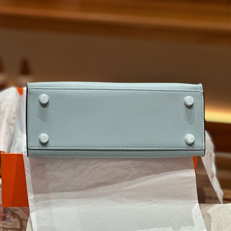 Hermes Kelly Bag Epsom Leather Palladium Hardware In Sky Blue