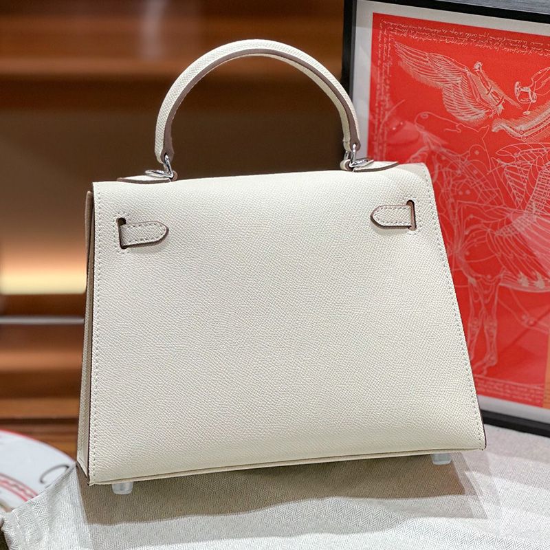 Hermes Kelly Bag Epsom Leather Palladium Hardware In White