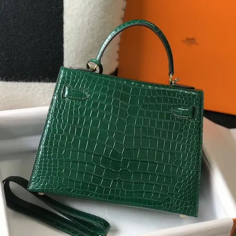 Cheap Hermes Kelly Bag Alligator Leather Gold Hardware In Green