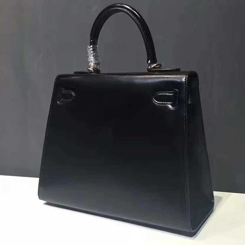 Hermes Kelly Bag Box Leather Gold Hardware In Black