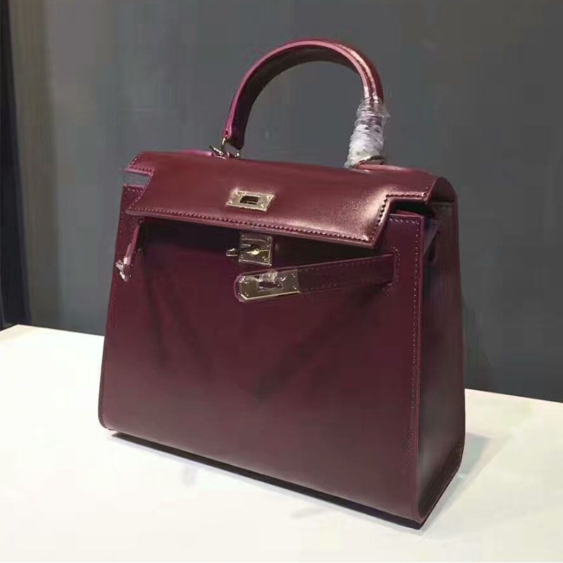 Hermes Kelly Bag Box Leather Gold Hardware In Burgundy