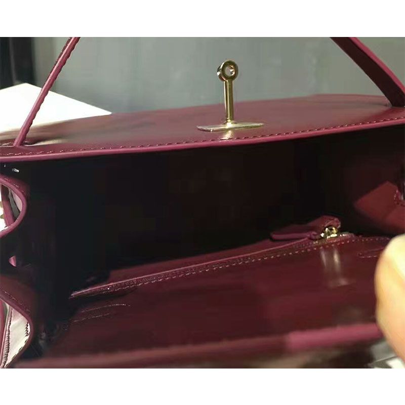 Hermes Kelly Bag Box Leather Gold Hardware In Burgundy