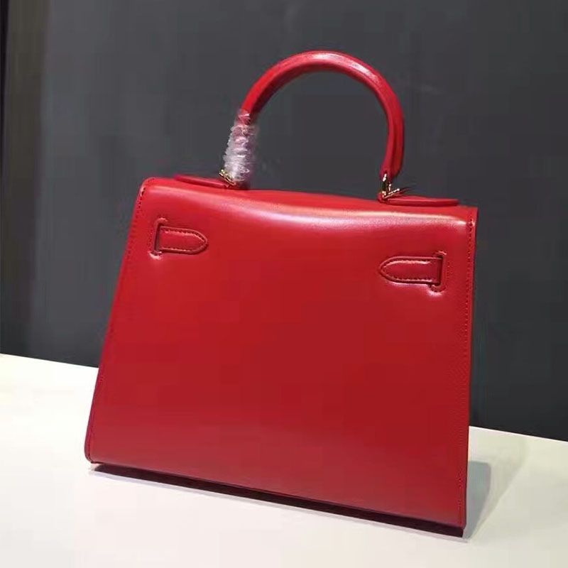 Hermes Kelly Bag Box Leather Gold Hardware In Red