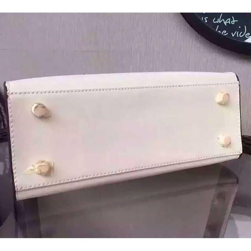 Hermes Kelly Bag Box Leather Gold Hardware In White