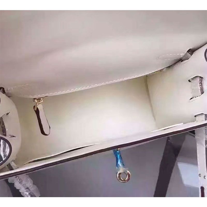 Hermes Kelly Bag Box Leather Gold Hardware In White