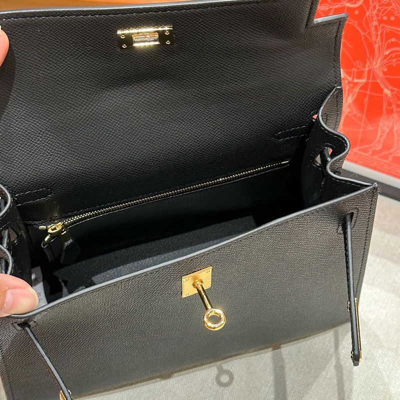 Hermes Kelly Bag Epsom Leather Gold Hardware In Black