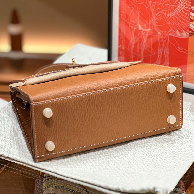 Hermes Kelly Bag Epsom Leather Gold Hardware In Brown