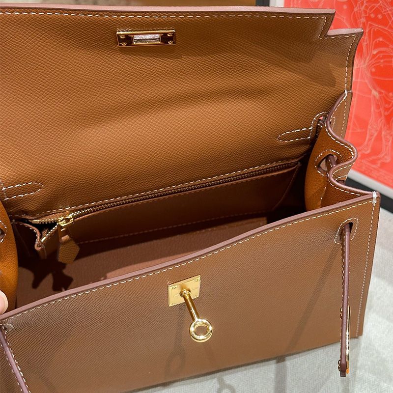 Hermes Kelly Bag Epsom Leather Gold Hardware In Brown