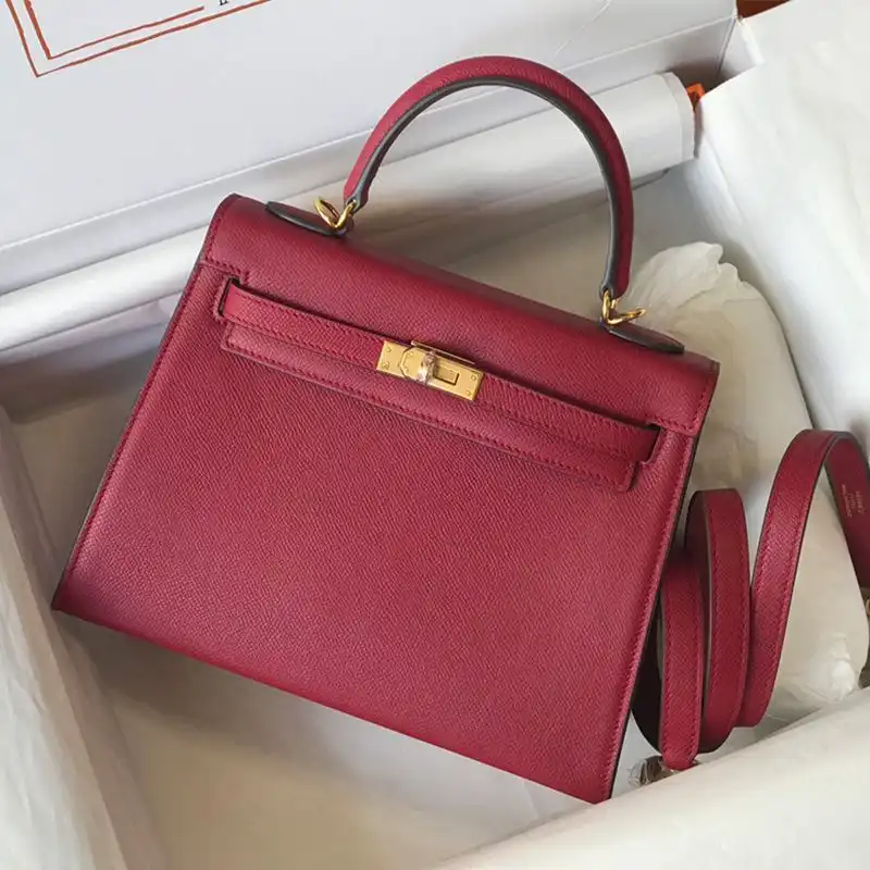 Hermes Kelly Bag Epsom Leather Gold Hardware In Burgundy