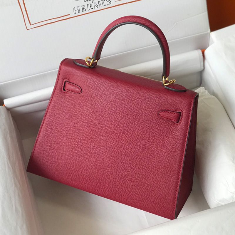 Hermes Kelly Bag Epsom Leather Gold Hardware In Burgundy